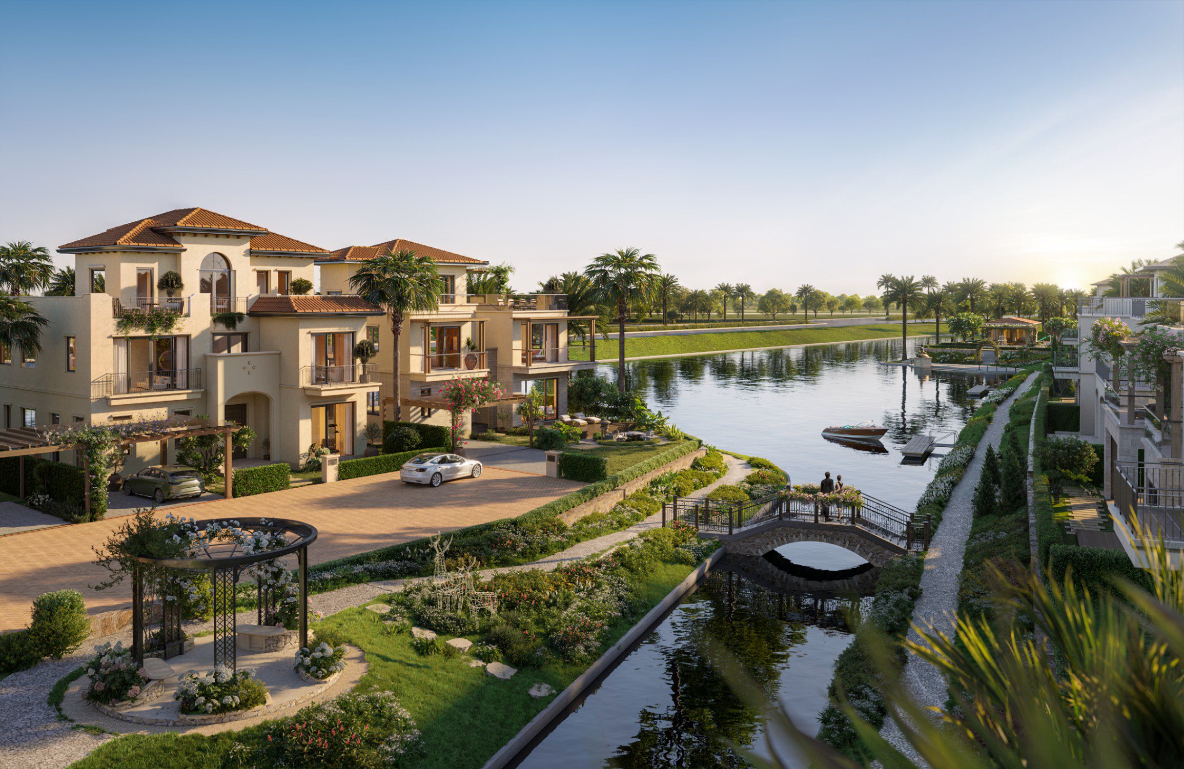 Luxury waterfront property background